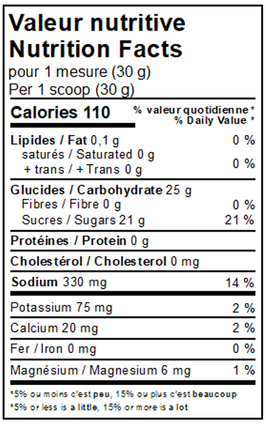 Poudre d'Hydratation Sportive à Base de Sucre d'Érable